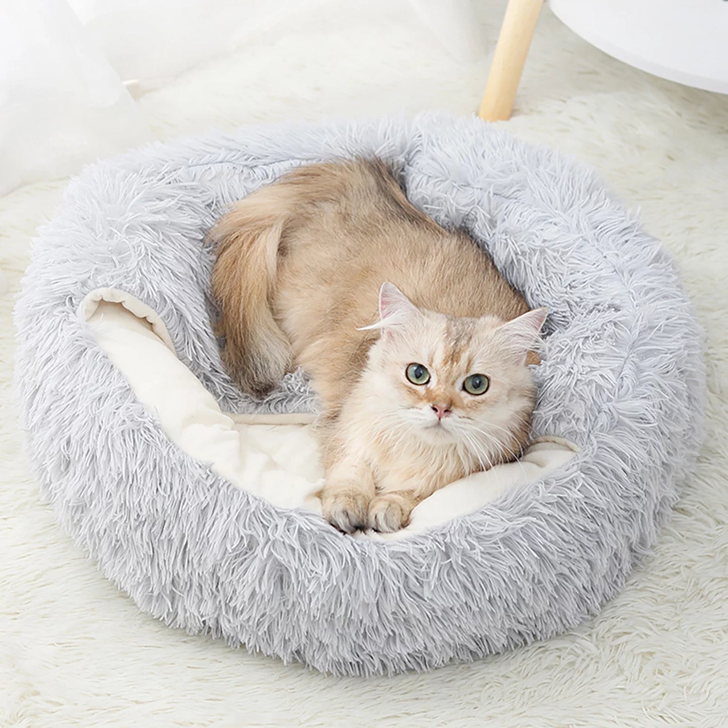Dog Bed & Cat Cave Bed with Hooded Cover